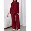 imagePRETTYGARDEN 2 Piece Sets For Women Fall Trendy Long Sleeve Sweatshirt Wide Leg Pants Loungewear Set Matching SweatsuitWine Red