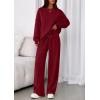imagePRETTYGARDEN 2 Piece Sets For Women Fall Trendy Long Sleeve Sweatshirt Wide Leg Pants Loungewear Set Matching SweatsuitWine Red