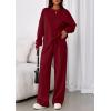 imagePRETTYGARDEN 2 Piece Sets For Women Fall Trendy Long Sleeve Sweatshirt Wide Leg Pants Loungewear Set Matching SweatsuitWine Red