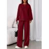 imagePRETTYGARDEN 2 Piece Sets For Women Fall Trendy Long Sleeve Sweatshirt Wide Leg Pants Loungewear Set Matching SweatsuitWine Red