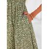 imagePRETTYGARDEN Boho Dresses for Women 2025 Summer Floral Short Sleeve V Neck Smocked Flowy Beach Vacation Maxi DressArmy Green Floral