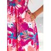 imagePRETTYGARDEN Boho Dresses for Women 2025 Summer Floral Short Sleeve V Neck Smocked Flowy Beach Vacation Maxi DressPink Floral