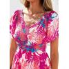 imagePRETTYGARDEN Boho Dresses for Women 2025 Summer Floral Short Sleeve V Neck Smocked Flowy Beach Vacation Maxi DressPink Floral