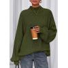 imagePRETTYGARDEN Fall Oversized Sweaters for Women 2025 Chunky Knit Long Sleeve Turtle Neck Pullover Tops Cozy Winter ClothingArmy Green
