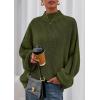 imagePRETTYGARDEN Fall Oversized Sweaters for Women 2025 Chunky Knit Long Sleeve Turtle Neck Pullover Tops Cozy Winter ClothingArmy Green