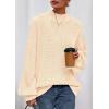 imagePRETTYGARDEN Fall Oversized Sweaters for Women 2025 Chunky Knit Long Sleeve Turtle Neck Pullover Tops Cozy Winter ClothingBeige