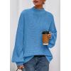 imagePRETTYGARDEN Fall Oversized Sweaters for Women 2025 Chunky Knit Long Sleeve Turtle Neck Pullover Tops Cozy Winter ClothingBlue