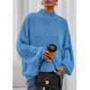 imagePRETTYGARDEN Fall Oversized Sweaters for Women 2025 Chunky Knit Long Sleeve Turtle Neck Pullover Tops Cozy Winter ClothingBlue