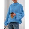 imagePRETTYGARDEN Fall Oversized Sweaters for Women 2025 Chunky Knit Long Sleeve Turtle Neck Pullover Tops Cozy Winter ClothingBlue