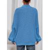 imagePRETTYGARDEN Fall Oversized Sweaters for Women 2025 Chunky Knit Long Sleeve Turtle Neck Pullover Tops Cozy Winter ClothingBlue