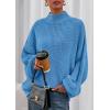 imagePRETTYGARDEN Fall Oversized Sweaters for Women 2025 Chunky Knit Long Sleeve Turtle Neck Pullover Tops Cozy Winter ClothingBlue