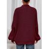 imagePRETTYGARDEN Fall Oversized Sweaters for Women 2025 Chunky Knit Long Sleeve Turtle Neck Pullover Tops Cozy Winter ClothingBurgundy