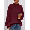 imagePRETTYGARDEN Fall Oversized Sweaters for Women 2025 Chunky Knit Long Sleeve Turtle Neck Pullover Tops Cozy Winter ClothingBurgundy