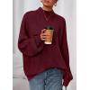 imagePRETTYGARDEN Fall Oversized Sweaters for Women 2025 Chunky Knit Long Sleeve Turtle Neck Pullover Tops Cozy Winter ClothingBurgundy