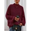 imagePRETTYGARDEN Fall Oversized Sweaters for Women 2025 Chunky Knit Long Sleeve Turtle Neck Pullover Tops Cozy Winter ClothingBurgundy