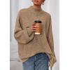 imagePRETTYGARDEN Fall Oversized Sweaters for Women 2025 Chunky Knit Long Sleeve Turtle Neck Pullover Tops Cozy Winter ClothingLight Khaki