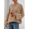 imagePRETTYGARDEN Fall Oversized Sweaters for Women 2025 Chunky Knit Long Sleeve Turtle Neck Pullover Tops Cozy Winter ClothingLight Khaki