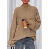 imagePRETTYGARDEN Fall Oversized Sweaters for Women 2025 Chunky Knit Long Sleeve Turtle Neck Pullover Tops Cozy Winter ClothingLight Khaki
