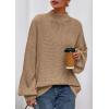 imagePRETTYGARDEN Fall Oversized Sweaters for Women 2025 Chunky Knit Long Sleeve Turtle Neck Pullover Tops Cozy Winter ClothingLight Khaki