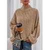 imagePRETTYGARDEN Fall Oversized Sweaters for Women 2025 Chunky Knit Long Sleeve Turtle Neck Pullover Tops Cozy Winter ClothingLight Khaki