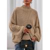 imagePRETTYGARDEN Fall Oversized Sweaters for Women 2025 Chunky Knit Long Sleeve Turtle Neck Pullover Tops Cozy Winter ClothingLight Khaki