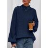 imagePRETTYGARDEN Fall Oversized Sweaters for Women 2025 Chunky Knit Long Sleeve Turtle Neck Pullover Tops Cozy Winter ClothingNavy Blue