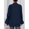 imagePRETTYGARDEN Fall Oversized Sweaters for Women 2025 Chunky Knit Long Sleeve Turtle Neck Pullover Tops Cozy Winter ClothingNavy Blue