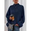 imagePRETTYGARDEN Fall Oversized Sweaters for Women 2025 Chunky Knit Long Sleeve Turtle Neck Pullover Tops Cozy Winter ClothingNavy Blue