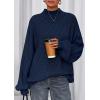 imagePRETTYGARDEN Fall Oversized Sweaters for Women 2025 Chunky Knit Long Sleeve Turtle Neck Pullover Tops Cozy Winter ClothingNavy Blue
