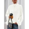 imagePRETTYGARDEN Fall Oversized Sweaters for Women 2025 Chunky Knit Long Sleeve Turtle Neck Pullover Tops Cozy Winter ClothingWhite