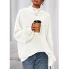 imagePRETTYGARDEN Fall Oversized Sweaters for Women 2025 Chunky Knit Long Sleeve Turtle Neck Pullover Tops Cozy Winter ClothingWhite