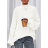 imagePRETTYGARDEN Fall Oversized Sweaters for Women 2025 Chunky Knit Long Sleeve Turtle Neck Pullover Tops Cozy Winter ClothingWhite