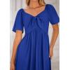 imagePRETTYGARDEN Summer Dress for Women 2025 Casual Short Sleeve Bow Tie V Neck Ruffle Midi Flowy DressesRoyal Blue