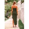 imagePRETTYGARDEN Summer Wedding Guest Dresses for Women 2025 Strapless Tube Ruffle Elegant Dinner Cocktail Long DressArmy Green