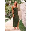 imagePRETTYGARDEN Summer Wedding Guest Dresses for Women 2025 Strapless Tube Ruffle Elegant Dinner Cocktail Long DressArmy Green