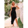imagePRETTYGARDEN Summer Wedding Guest Dresses for Women 2025 Strapless Tube Ruffle Elegant Dinner Cocktail Long DressBlack