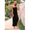 imagePRETTYGARDEN Summer Wedding Guest Dresses for Women 2025 Strapless Tube Ruffle Elegant Dinner Cocktail Long DressBlack