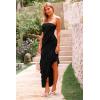 imagePRETTYGARDEN Summer Wedding Guest Dresses for Women 2025 Strapless Tube Ruffle Elegant Dinner Cocktail Long DressBlack