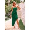 imagePRETTYGARDEN Summer Wedding Guest Dresses for Women 2025 Strapless Tube Ruffle Elegant Dinner Cocktail Long DressDark Green