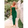 imagePRETTYGARDEN Summer Wedding Guest Dresses for Women 2025 Strapless Tube Ruffle Elegant Dinner Cocktail Long DressDark Green