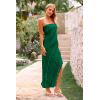 imagePRETTYGARDEN Summer Wedding Guest Dresses for Women 2025 Strapless Tube Ruffle Elegant Dinner Cocktail Long DressDark Green