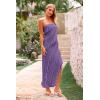 imagePRETTYGARDEN Summer Wedding Guest Dresses for Women 2025 Strapless Tube Ruffle Elegant Dinner Cocktail Long DressGrey Purple