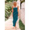 imagePRETTYGARDEN Summer Wedding Guest Dresses for Women 2025 Strapless Tube Ruffle Elegant Dinner Cocktail Long DressLake Blue