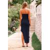 imagePRETTYGARDEN Summer Wedding Guest Dresses for Women 2025 Strapless Tube Ruffle Elegant Dinner Cocktail Long DressNavy