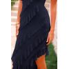 imagePRETTYGARDEN Summer Wedding Guest Dresses for Women 2025 Strapless Tube Ruffle Elegant Dinner Cocktail Long DressNavy