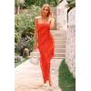imagePRETTYGARDEN Summer Wedding Guest Dresses for Women 2025 Strapless Tube Ruffle Elegant Dinner Cocktail Long DressOrange