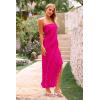 imagePRETTYGARDEN Summer Wedding Guest Dresses for Women 2025 Strapless Tube Ruffle Elegant Dinner Cocktail Long DressRose Red