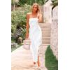 imagePRETTYGARDEN Summer Wedding Guest Dresses for Women 2025 Strapless Tube Ruffle Elegant Dinner Cocktail Long DressWhite