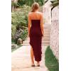 imagePRETTYGARDEN Summer Wedding Guest Dresses for Women 2025 Strapless Tube Ruffle Elegant Dinner Cocktail Long DressWine Red