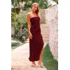 imagePRETTYGARDEN Summer Wedding Guest Dresses for Women 2025 Strapless Tube Ruffle Elegant Dinner Cocktail Long DressWine Red
